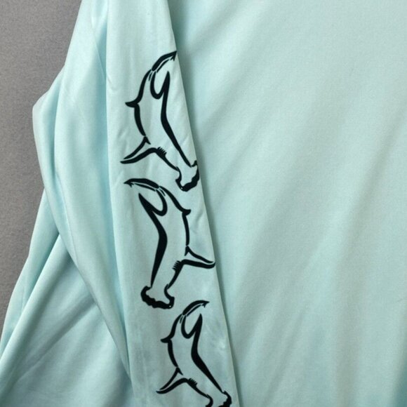 David DunLeavy Performance T-shirt Men's XL Hammerhead Shark Deco Artic Blue EUC - Picture 4 of 12